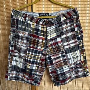 The New Ivy Brand Shorts Size 36 Plaid Quilted Patch India Madras Plaid